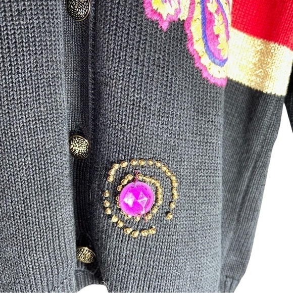 Chaus Vintage Beaded & Embroidered Cardigan Sweater - Size M - Picture 3 of 6